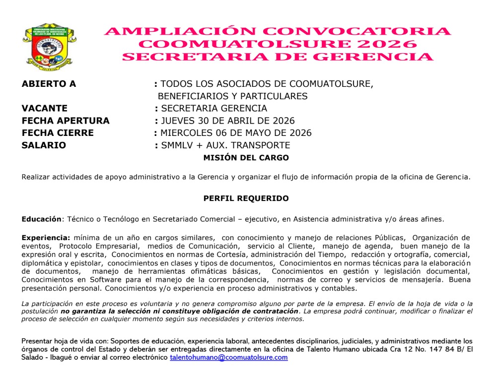 ampliacion secretaria de gerencia