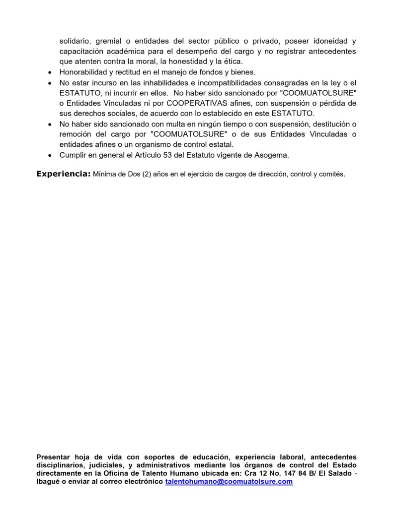 CONVOCATORIA DIRECTOR ADMIN. ASOGEMA 2